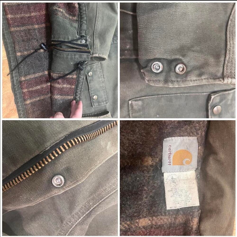 Carhartt MOS Detroit Trucker Jacket Union Duck Canvas Pearl Snap Medium Blanket - Picture 3 of 7